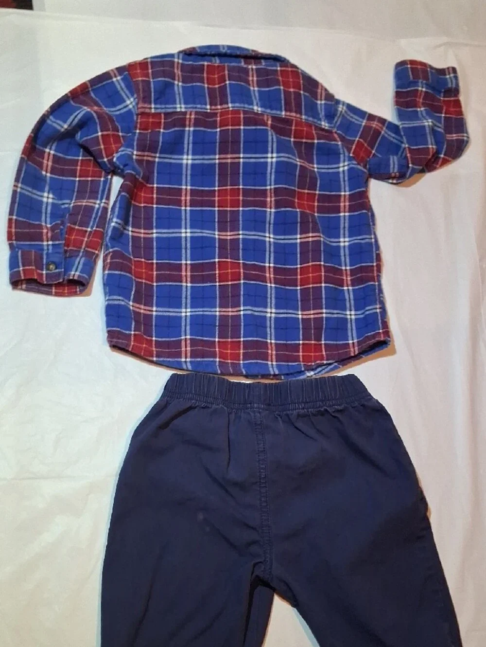 Carter's Toddler Boy Plaid Flannel Button-Up Shirt & Navy Pants Set 24 Months